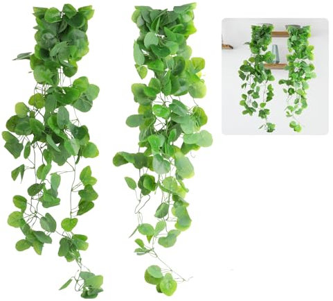 VFANDV 2 Stück Kunstpflanze Hängend, Künstliche Hängepflanzen Eukalyptus Blätter, Hängend Wartungsfreie Plastik Hängepflanzen