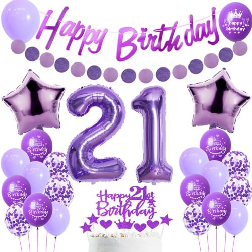 Palloncini viola 21 anni Donna,Decorazione torta viola 21 anni,Decorazione festa viola 21 anni,Palloncini 21 anni viola,decorazione compleanno 21 anni Donna viola, Palloncini Compleanno 21 Anni