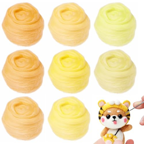 Delsen 8 Stück Filzwolle 8 Farben je 10 Gramm Nadel Filz Wolle Set Märchenwolle Schafwolle Set für Starter DIY Wolle Handwerk, Herbst