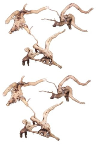 Angoily 2pcs Bogwood Tree Root for Aquarium Scale Decor Fish Tank Ornament Natural Wood Landscape