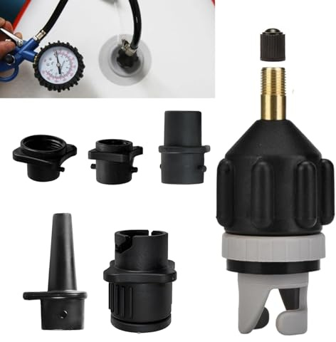 JINSIHU SUP Pump Adapter, Air Pump Converter Multifunction SUP Valve Adapter with 4 Air Valve Nozzles Paddle Board Pump Adapter for Inflatable Boat, Kayak, Paddle Board, Inflatable Bed, Dinghy