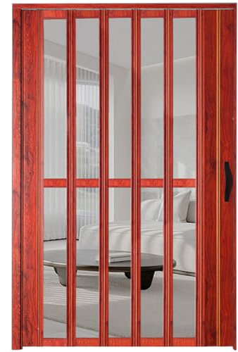 FalttüR Red Interior Folding Akkordeon Tür Für Einen Raum Privatsphäre, Portable Single / Double Room Divider Tür Aluminium, Multifold Schiebetüren Für Schlafzimmer Bad Küche ( Color : WxH , Size : 64