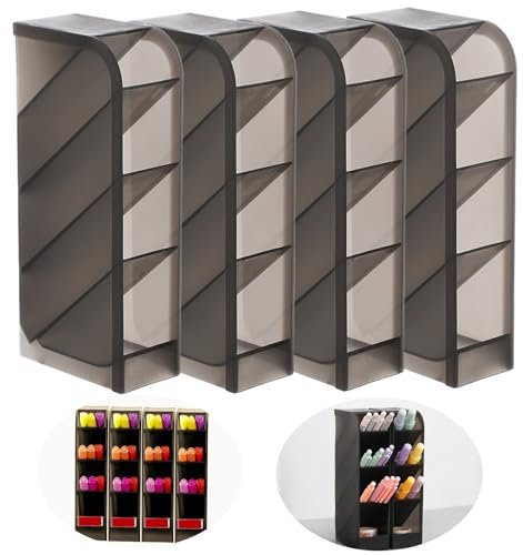 PIWOSGOL 4 Stück Stiftehalter Organizer, Schwarz Schreibtisch Stifteköcher, Multifunktionaler Stifthalter Bleistift Aufbewahrungsbox, Pinselbehälter Organizer Stifte Halter für Büro Heimbedarf