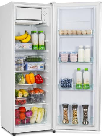 CURECURE Frigorifero con micro congelatore, capacità totale 138 l, raffreddamento 133 l, congelamento da 5 l, 4 ripiani in vetro con scomparto per verdure, controllo della temperatura, raffreddamento