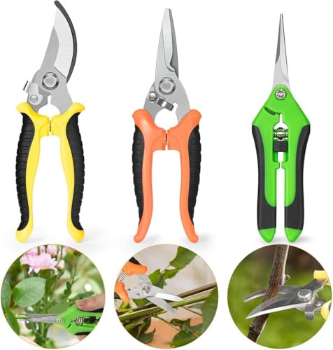 Gartenschere Klein Rostfreie Stahl Bonsai Schere Pflanzenschere Gardena Mit Sicherheitsschloss für Weinlese Topf Pflanze Blumen 3 Pack