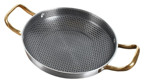 PAMINGONO Padella Antiaderente in Acciaio Inossidabile 24cm a Nido D’ape Per Gamberi e Frutti Di Mare, Manico Ergonomico, Adatta a Piani Cottura a Induzione, Gas Ed Elettrici Per Cucina Quotidiana