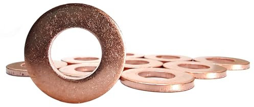 10 Arandelas de Cobre M10 x 20 x 2,0 para tornillos de drenaje de aceite, compatibles entre otros, con varias series Citroen, Peugeot y Ford (solo modelos diésel)