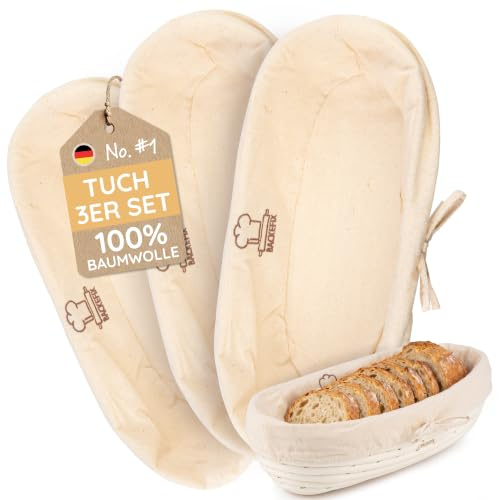 Backefix Gärkorbtuch 3er Set – oval (30 cm)