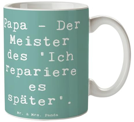 Mr. & Mrs. Panda Tasse Spruch Papa Meister - Geschenk, Humor, Dankeschön, Freude, Porzellantasse, Kaffeetassen, Danke, Jubiläen, Liebe, Teebecher,