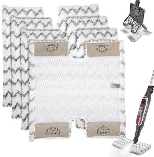 4 PCS Steam Mop Replacement Pads Compatible with Shark Steam Mop S6001UK S6003UK Klik n' Flip Corded Steam Pocket Mop, Reusable & Machine Washable Double-sided Microfibre Dirt Grip Pads