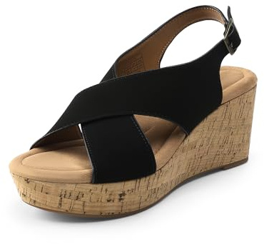 DREAM PAIRS Women's Comfortable Ankle Strap Platform Wedge Sandals for Women Casual Dressy Summer