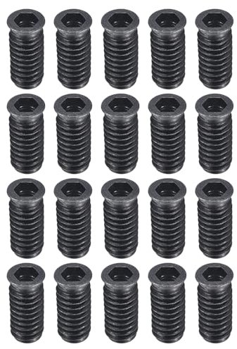 sourcing map Lot de 50 inserts filetés M8-1,25 x 30 en acier au carbone plaqué zinc pour outils et accessoires de travail du bois