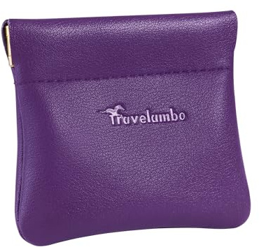 Travelambo Leather Squeeze Coin Purse Pouch Change Holder For Men & Women