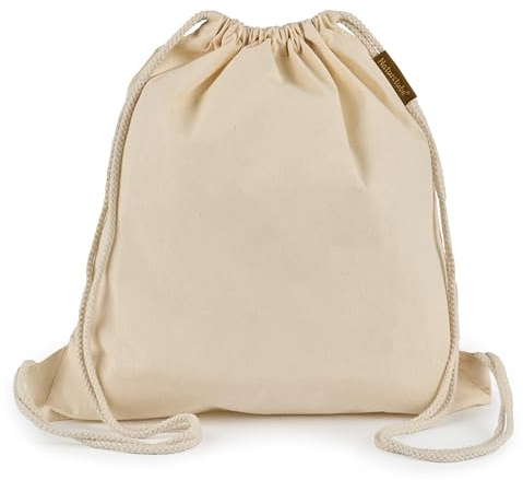 Naturstube® Sacca Sportiva in Cotone Naturale (10 Pezzi, 38 x 42 cm) Oeko-TEX® | Zaino Sacca con Coulisse da Palestra, Mare e Spiaggia | Sacchetta Porta Scarpe per Uomo, Donna e Bambini