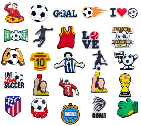 25 st fotbollskrokodilberlocker, pojkar fotbollsjibbitzkrokodilberlocker barn vuxna gör-det-själv skotillbehör skodekorationberlocker