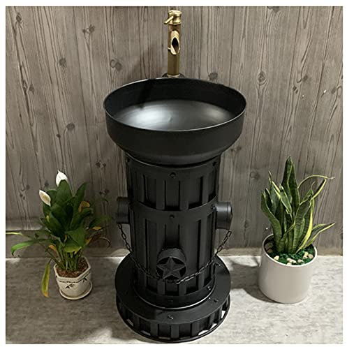 GLJTUO Mobile da lavabo con lavabo Stile Industriale Mobile da Bagno da Pavimento sotto Il lavandino Mobiletto da Bagno con Rubinetto e Scarico Mobiletto per lavabo da Bagno 17(Black with Mirror)