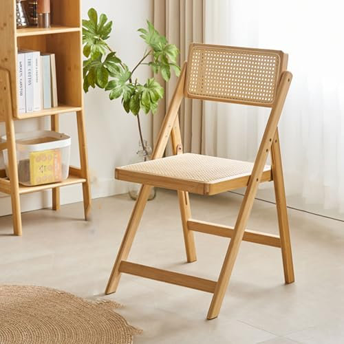 Mid-Century Vintage Rattan-Holzstuhl mit verstellbarer Rückenlehne, stapelbar, Freizeitstuhl für Schlafzimmer, Wohnzimmer, Lesezimmer, Esszimmer, bequeme Rattan-Sitzmöbel