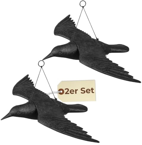 2er Set Taubenabwehr Vogelabwehr Krähe Raben fliegend Attrappe Taubenschreck Vogelschreck Vogelabwehr Vogelscheuche Tauben vertreiben Set