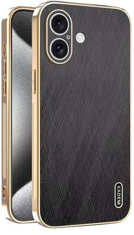 ILING Case for HONOR 90 Lite 5G, Unique Brushed Metal Design, Leather Skin Phone Case, Ultra-thin Soft Silicone TPU Bumper Shockproof Cover (Black)