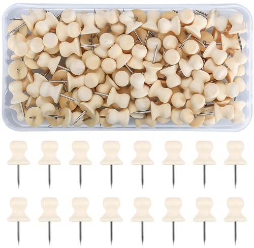 Qeapug 130 piezas de madera de alfileres de 20 mm, agujas de punzón para tablón de anuncios, agujas, chinchetas, Reißzwecken, clavos de acero para el hogar, oficina, fotos, corcho, mapa del país