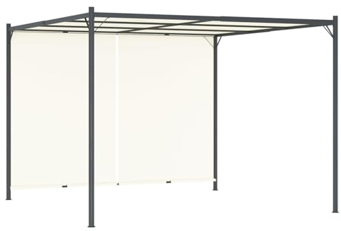 Festnight Pergolato da Giardino, Gazebo Esterno Resistente, Gazebo da Giardino, Gazebo 3x3 Robusto, con Tetto Regolabile in Acciaio Bianco Crema 3x3 m
