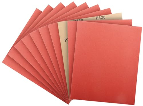 PMIQSA Carta Abrasiva 10 Pezzi, 230x280mm Carta Vetrata in Grane 320 Sandpaper, per la Lucidatura Fine di Legno, Metallo Resine e Plastica