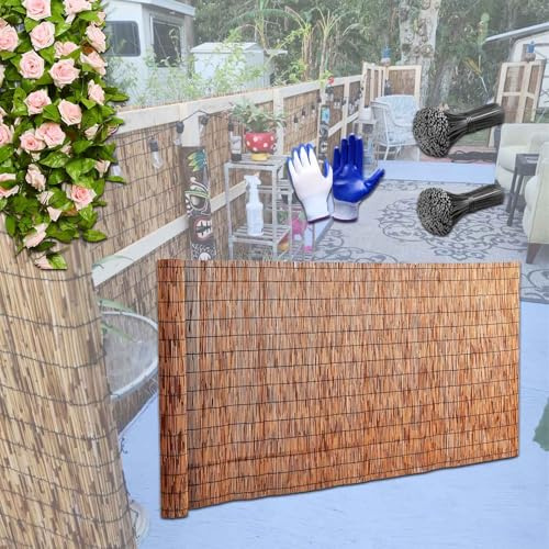 Balkon Sichtschutz Schilfrohrmatte 30cm-180cm hoch bambuszaun sichtschutz gartenzaun 80cm-1500cm lang Wetterfest Sichtschutzzaun Garten-Schattenspender