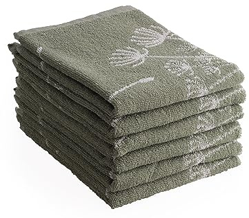 DoubleDry Küchentücher Baumwolle - 50x50cm - Frotteetücher - Oeko-Tex Zertifiziert - Hochwertige Küchenhandtücher - Pusteblume, Grün