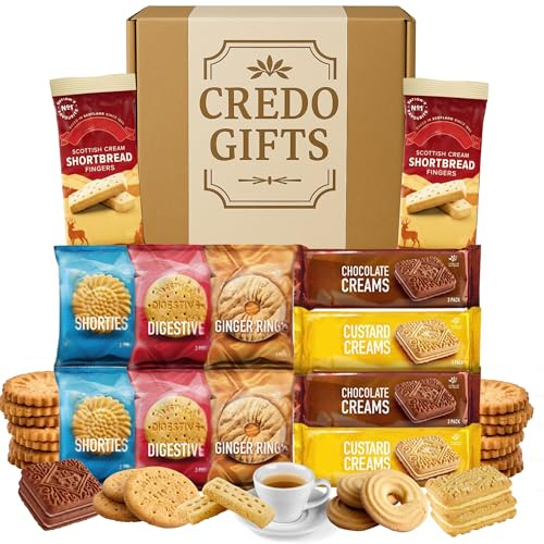 Assorted Biscuits Gift Set Hamper – Chocolate Creams, Ginger Rings, Custard Creams, Shorties, Digestive, Scottish Shortbread Variety – Perfect for Family Tea Time, Tea Hampers, Gifts for Men & Women