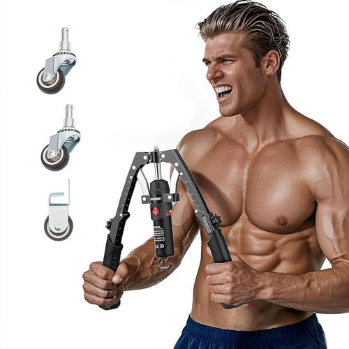 Einstellbare 10.0-199.6 kg Core Flex Twister Pro - Hydraulische Power Brustpresse Maschine mit Bauch-Rollenrad, 3-in-1 Armtrainer für Oberkörper und ABS-Fitness (Schwarz)