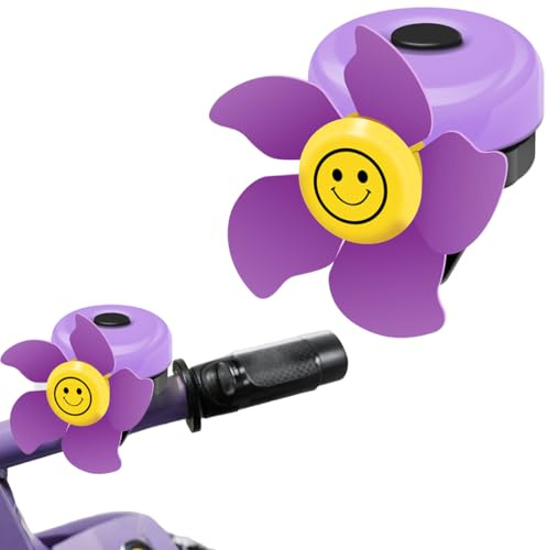 LEPGUYO Lila Lächeln-Windrad-Fahrradklingel - Lustig Laut für Kinder Erwachsene, Fahrrad Zubehör Geschenk, Passend für Roller Laufrad
