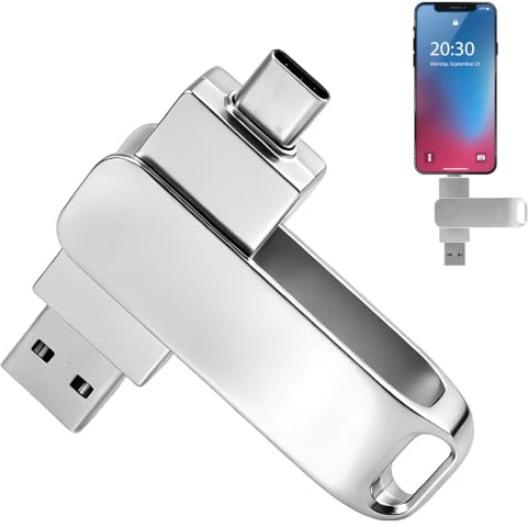 Pendrive 32GB USB 3.0 Tipo C y USB-A, Memoria USB 2 en 1 Alta Velocidad para PC, Teléfonos, iPad Pro, MacBook, Consolas, OTG Plug & Play Compacto para Almacenamiento de Fotos, Videos y Documentos