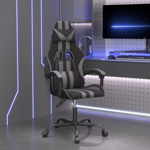 Sinkzol Silla de gaming de piel sintética negra y gris con respaldo ajustable y altura del asiento, silla ejecutiva robusta para oficina, oficina en casa, sala de juegos, deportes electrónicos y