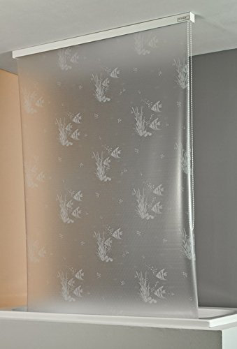 ECO-DuR,4024879001872,Ersatzvorhang Kassetten Duschrollo Seitenzug 134cm - Fische weiß