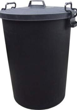 110L HEAVY DUTY BLACK PLASTIC RUBBISH REFUSE BIN WASTE W/ LOCKING LID