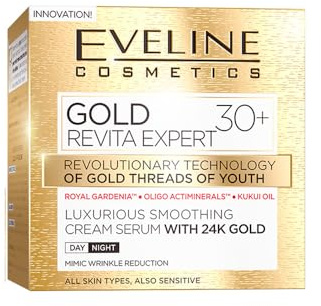 Eveline Cosmetics Gold Revita Expert utjämnande kräm-serum med 24K guld, för dag och natt, 30+, 50 ml