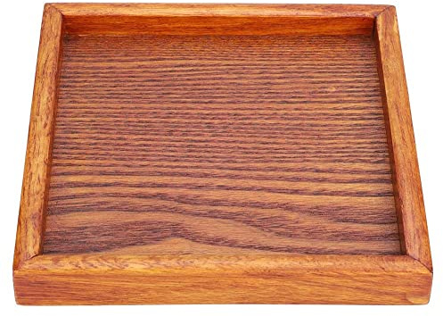 TOPINCN Wooden Mini Serving Tray, Square Light Wood Tea Plate, 12.5 x 12.5 x 2 cm, Portable Dining and Snack Platter