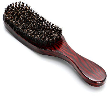 Ymiko Cepillo de Pelo de Cerdas de Jabalí, Cepillo de Onda Suave con Mango de Madera Natural, Cepillo para Desenredar Pelo Rizado, para Hombre, Marido, Regalo del Día del Padre