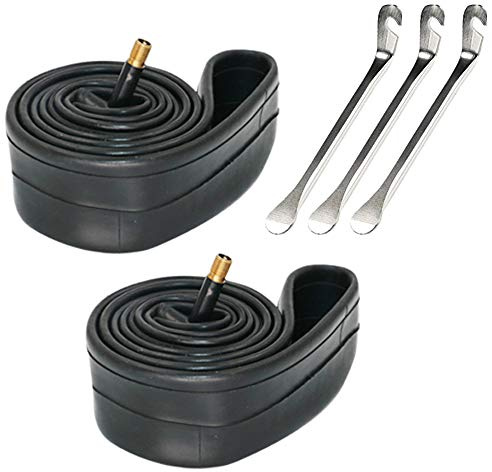 LCWROP 2er Pack Fahrradschlauch mit 3 Reifenlöffel Eisenreifenhebel, 12 14 16 18 20 22 24 26 Fahrrad Innenschlauch Reifen Straße MTB Fahrrad Innen Reifenschlauch Anti-Pannen-Schlauch
