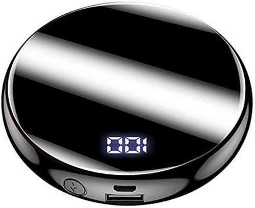 SUYING Power Bank rotonda da 20000 mAh, batteria esterna portatile con torcia a LED, caricabatterie rapido 2.1a, compatibile con iPhone 11 12 Pro Max, Samsung S20 Galaxy, Huawei (nero, 20000 MAH)