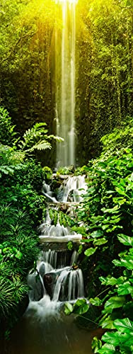 A.Monamour Türtapete Selbstklebend Türfolie Türposter 3D Wasserfall In Einem Grünen Tropischen Regenwald Bei Sonnenuntergang Natur Vinyl Folie Türdeko Tapete Wandbild Türaufkleber 77 x 200 cm
