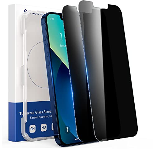 Syncwire Sichtschutz Panzerfolie für iPhone 14/13/13 Pro 6.1 - 2 Stück Anti Spy Schutzfolie Privacy Panzer Schutz Glas[Einfache Installationsrahmen][10X stärker][Blasenfrei][Empfindliche Berührung]
