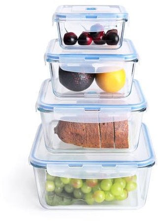 HUSANMP 4-er Set Extra große Frischhaltedosen Glas mit Deckel, Glasbehälter mit Deckel Vorratsbehälter Glas Vorratsdose Glas, BPA-Frei.