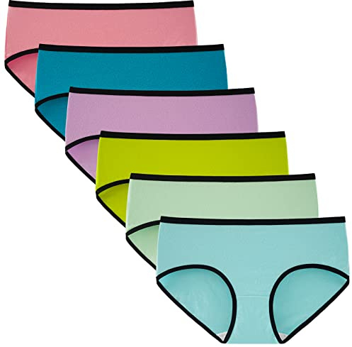 INNERSY Unterhosen Mädchen Baumwolle Unterwäsche Slips 8-16 Jahre 6er Pack | Hipster Panties Teenager, 100% Baumwoll Schritt, Sport Schlüpfer Teens, Mittlerer Taille Unterhose Kinder, Schule, 134-170