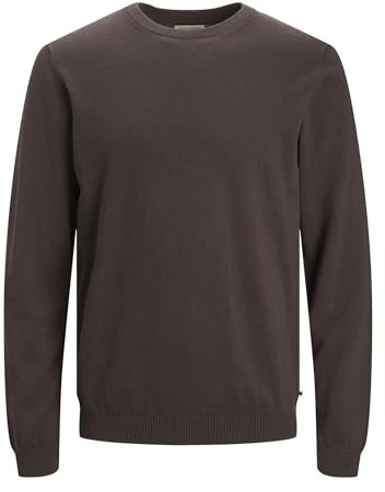 JACK & JONES Jjebasic Knit Crew Neck Noos, Suéter para Hombre, Seal Brown, L