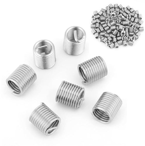 Agatige M8 X1.25 Helicoil Kit, 100Pcs Wire Thread Inserts Stainless Steel Coiled Wire Helical Screw Wire Sleeve Thread Repair Insert Assortment Kit