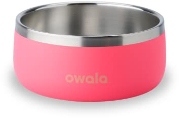 Owala - Cuenco para Mascotas, Acero Inoxidable Duradero, Cuenco para Alimentos y Agua para Perros, Gatos y Todas Las Mascotas, Base Antideslizante, 0,7 l, Rosa