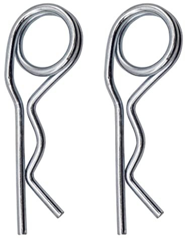 SKIR'CO (2 uds) Pasadores de chaveta con resorte de acero zincado 6 mm, Clips R de anillo doble, Pasador de chaveta con resorte en forma de R