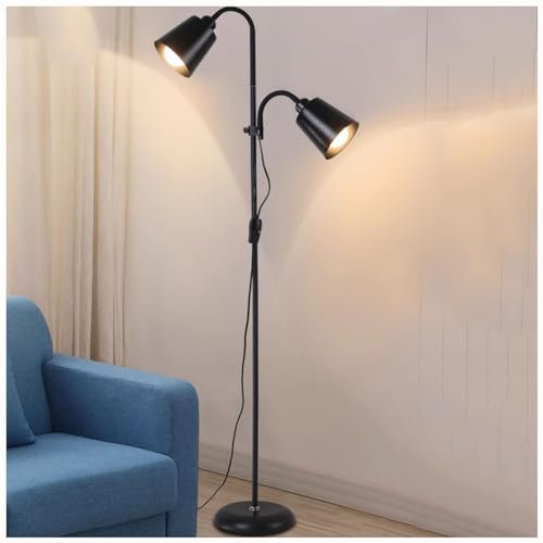 PIKETU LED lampadaire dimmable, lampadaire Simple avec liseuse, lampadaire sur Pied Salon,Black (b),15+9W