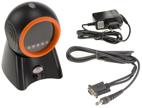 KALEA-INFORMATIQUE Handheld-Scanner für EAN-Barcodes und 2D-QR-Codes zum Aufstellen an der Kasse. Serielle Schnittstelle COM RS232. | RS232 Kassenscanner zum Lesen von 1D- und 2D-QR-Code-Barcodes.